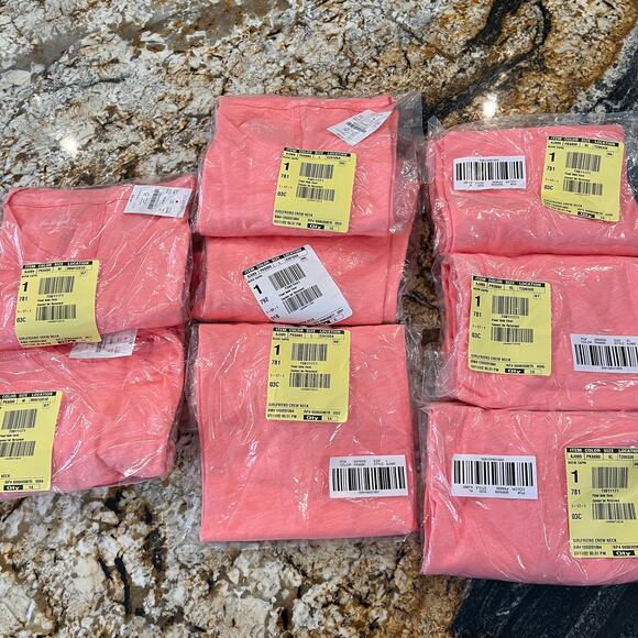 NWT J. Crew Neon Capri Pink/Peach Girlfriend Crewneck Tee - SIZE L - Picture 10 of 10